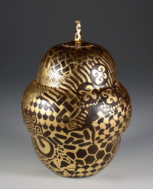 Jar with gold leaf