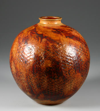 Vase with iron and titanium glaze